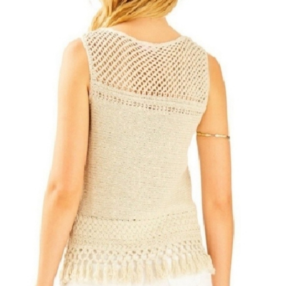 Lilly pulitzer limon sweater sleeveless metallic top - Picture 2 of 10